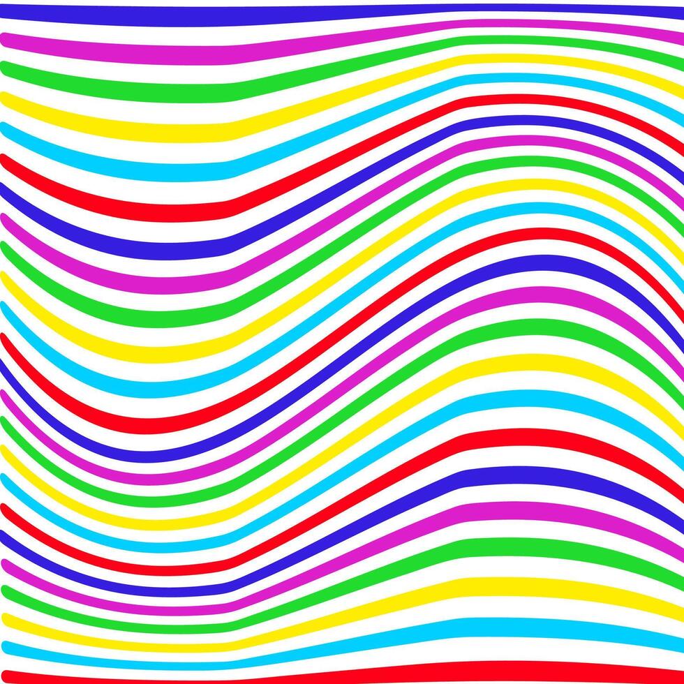 Abstract geometric rainbow pattern in the form of multicolored wavy lines on a white background vector