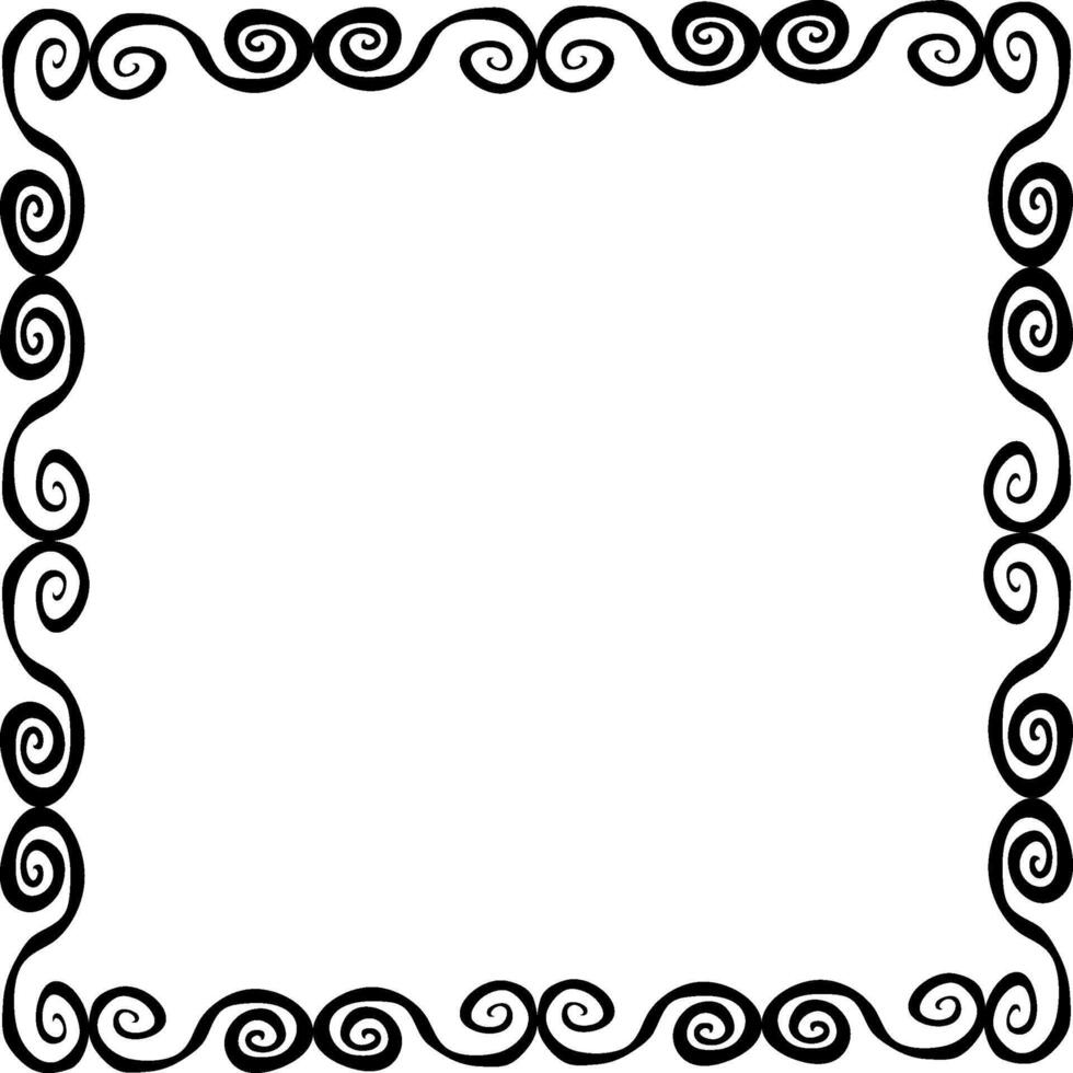 Black frame with curls on a white background vector