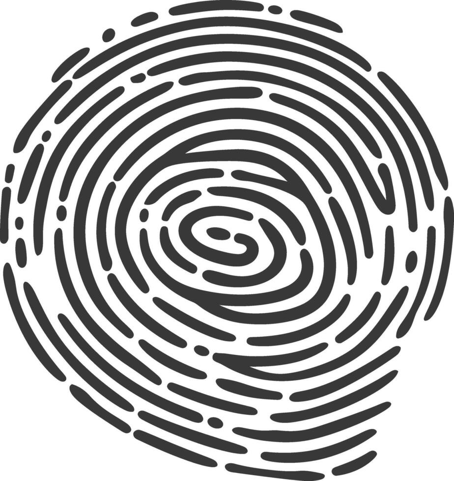 silhouette finger print circle shape black color only vector