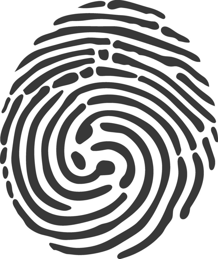 silhouette finger print circle shape black color only vector