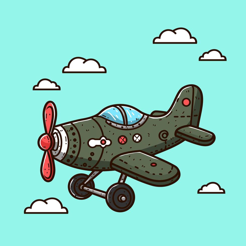 Air craft cartoon in colored style vector