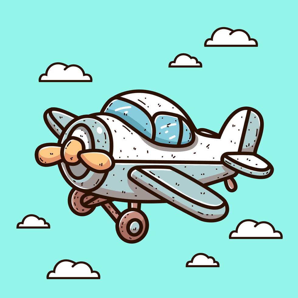 Air craft cartoon in colored style vector