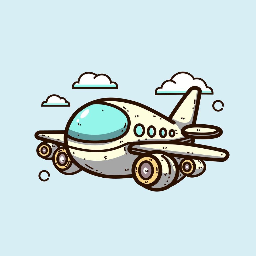 Air craft cartoon in colored style vector