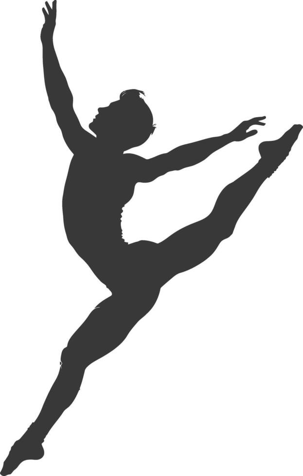 silhouette gymnast athlete man in action black color only vector