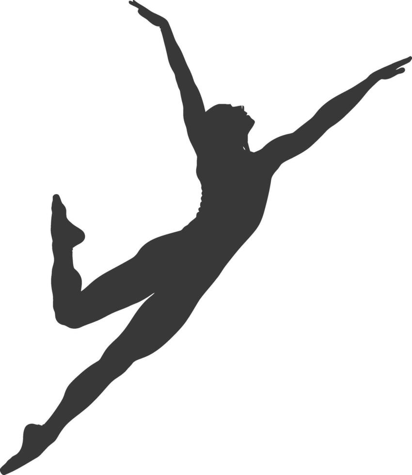 silhouette gymnast athlete man in action black color only vector