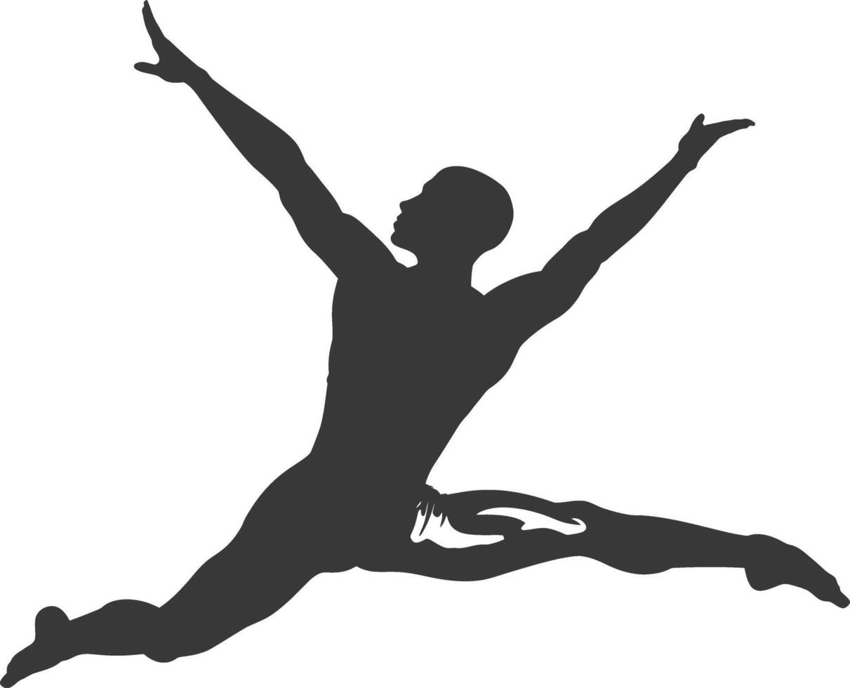 silhouette gymnast athlete man in action black color only vector