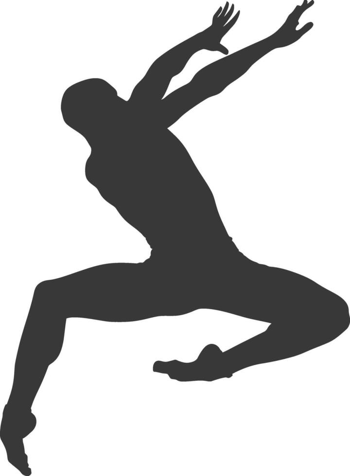 silhouette gymnast athlete man in action black color only vector