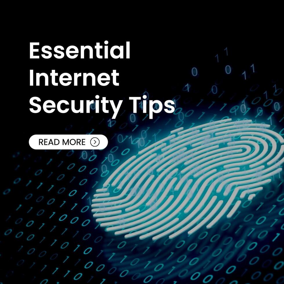 Black Simple Internet Security Tips Linkedin Post template