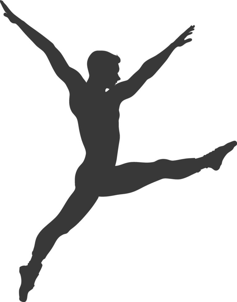 silhouette gymnast athlete man in action black color only vector