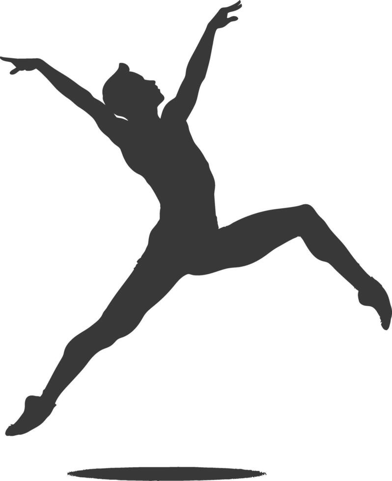silhouette gymnast athlete man in action black color only vector
