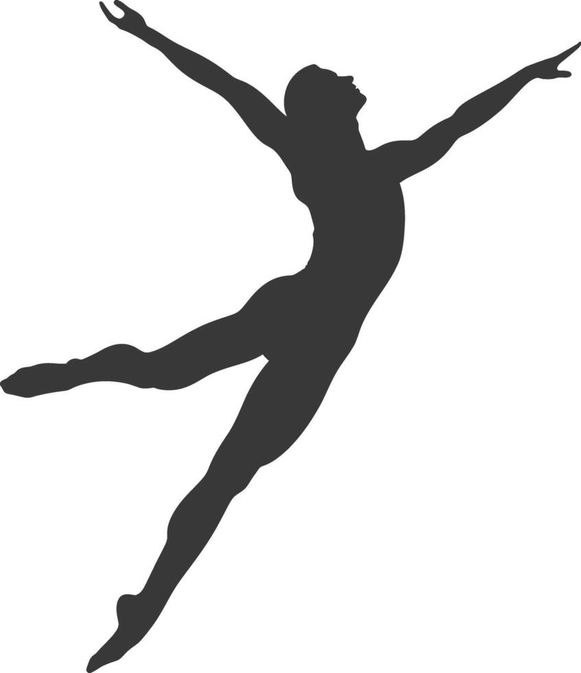 silhouette gymnast athlete man in action black color only vector