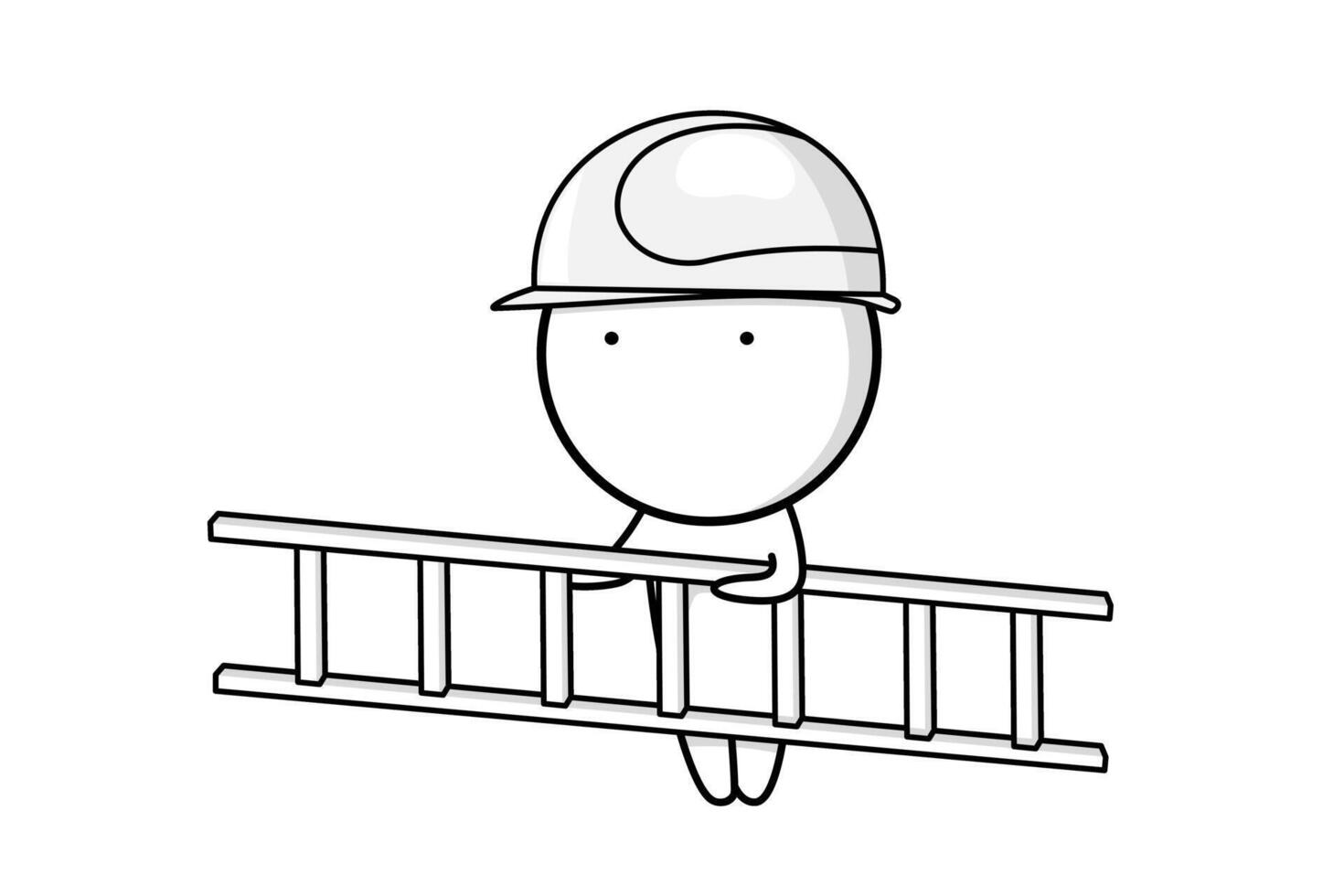 Construction worker with ladder vector