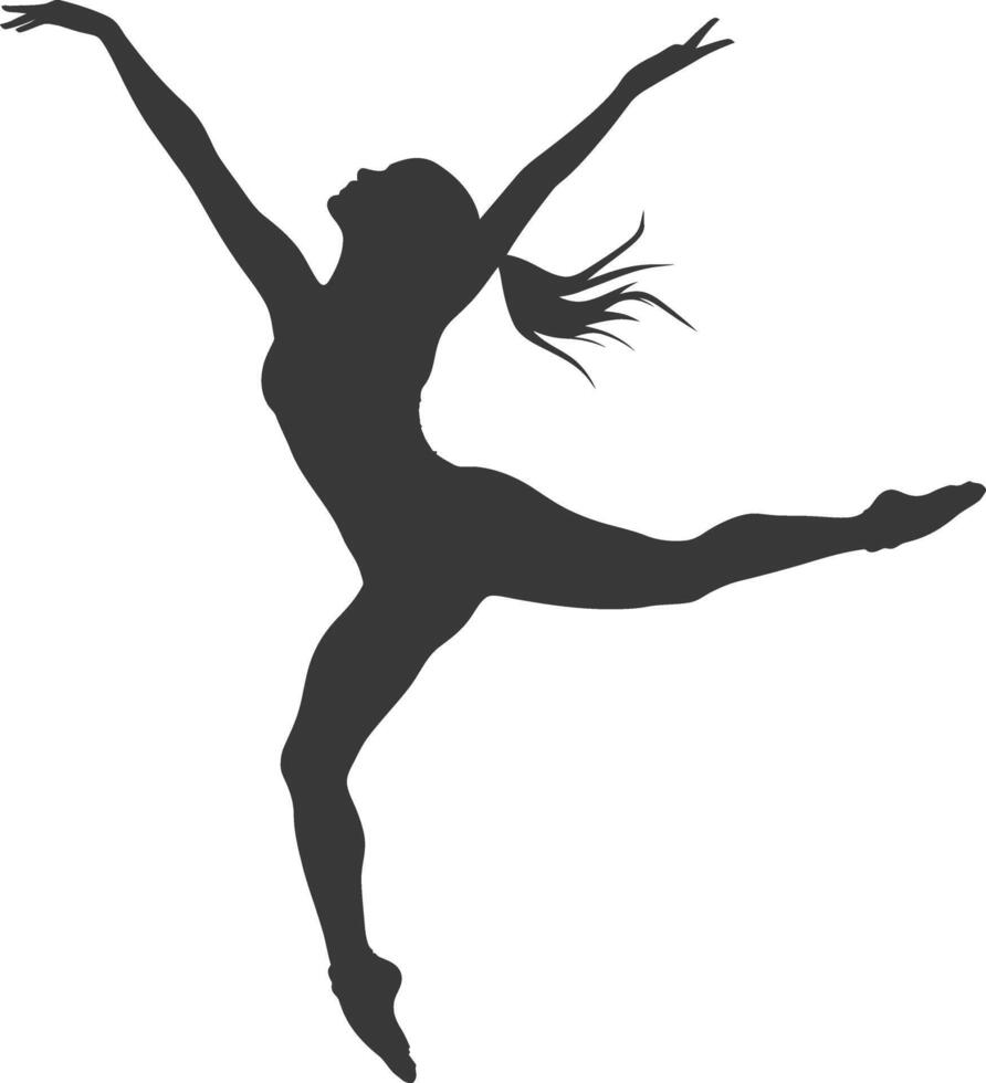 silhouette gymnast athlete woman in action black color only vector