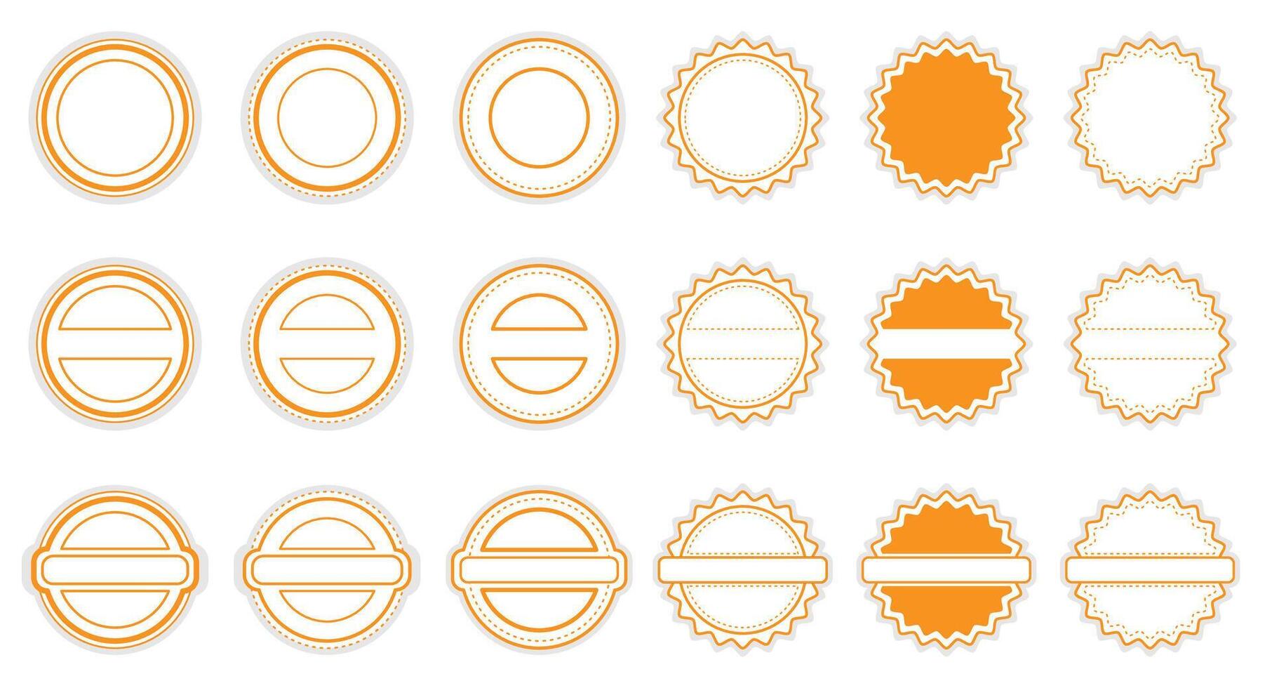 Set of round stamp frames. Simple design isolated on a white background. vector