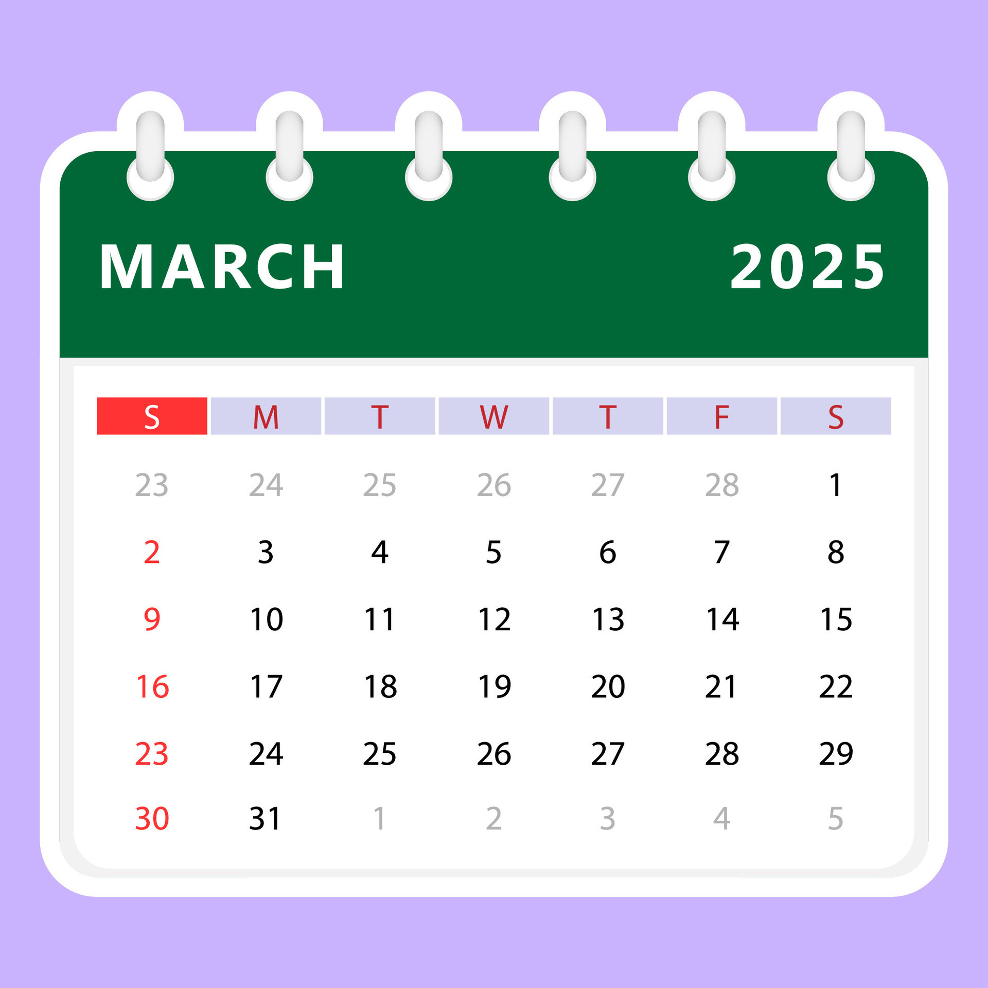 Marzo 2025 calendario domingo comenzar 45900019 vector en vecteezy