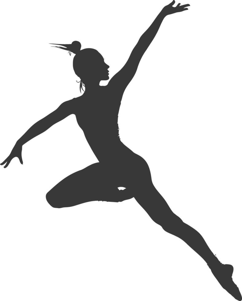 silhouette gymnast athlete woman in action black color only vector