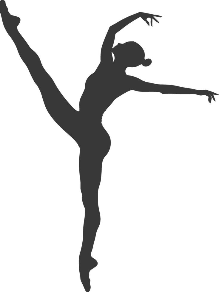 silhouette gymnast athlete woman in action black color only vector