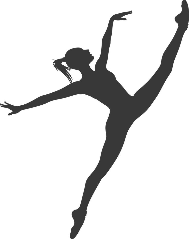 silhouette gymnast athlete woman in action black color only vector