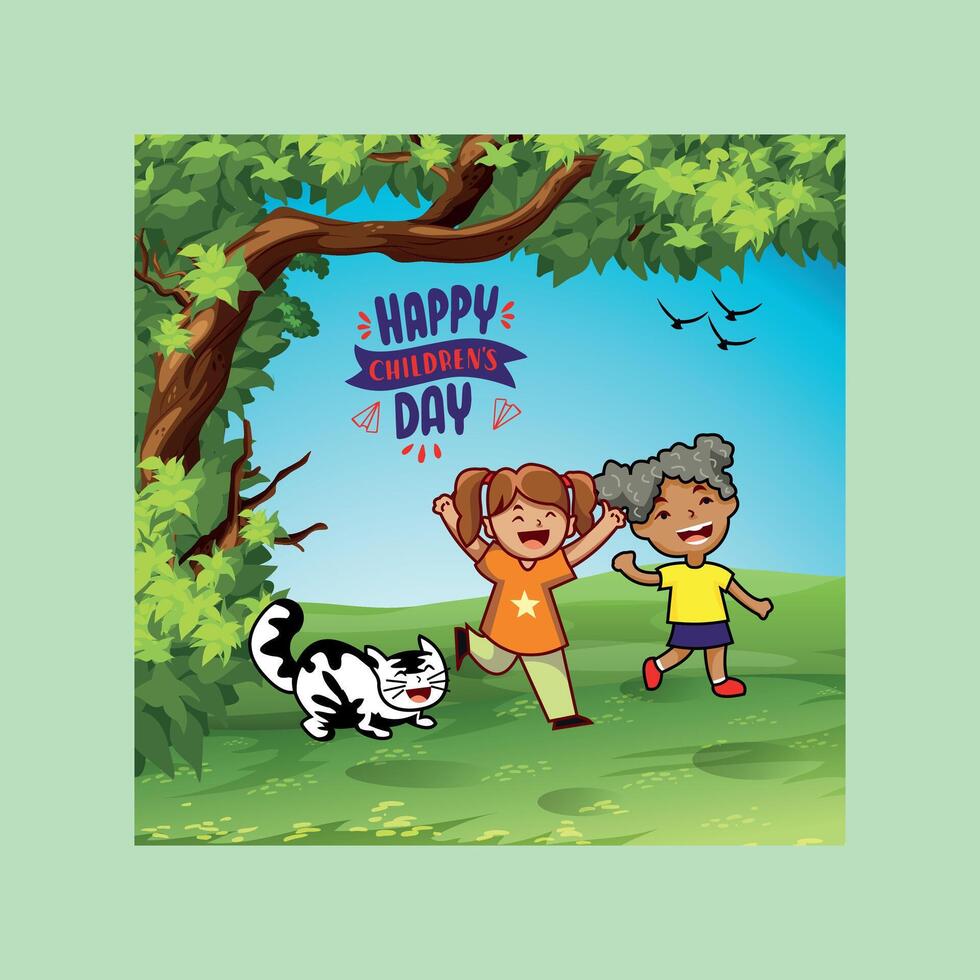 A social media post design for happy children's day 2024 vector
