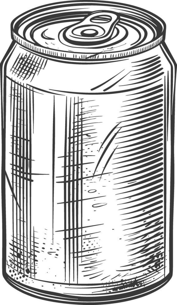 blank Drink can canned drink with engraving sketch style black color only vector