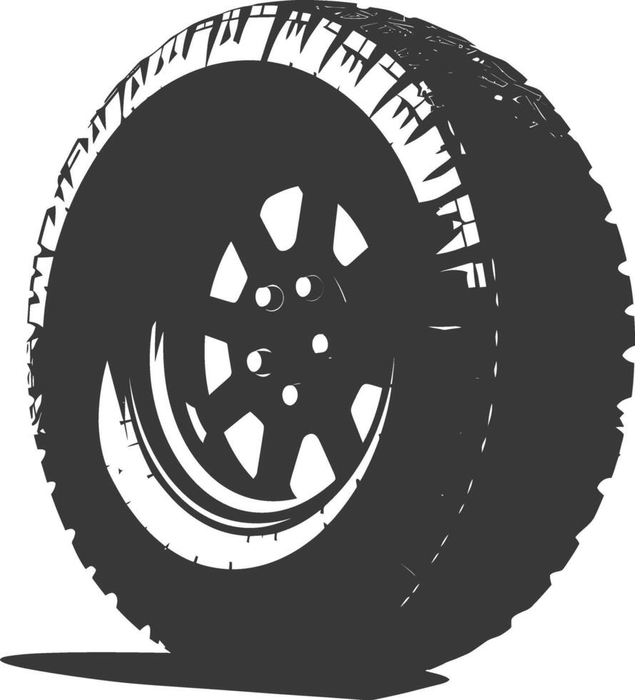 Silhouette tire car black color only vector