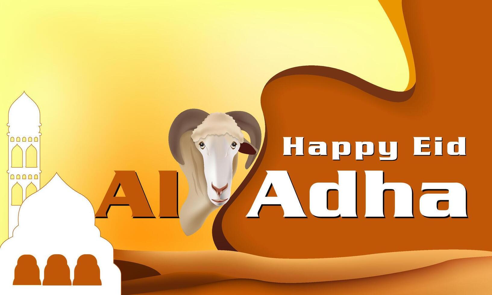 Illustration Happy Eid, with a sheep symbol vector