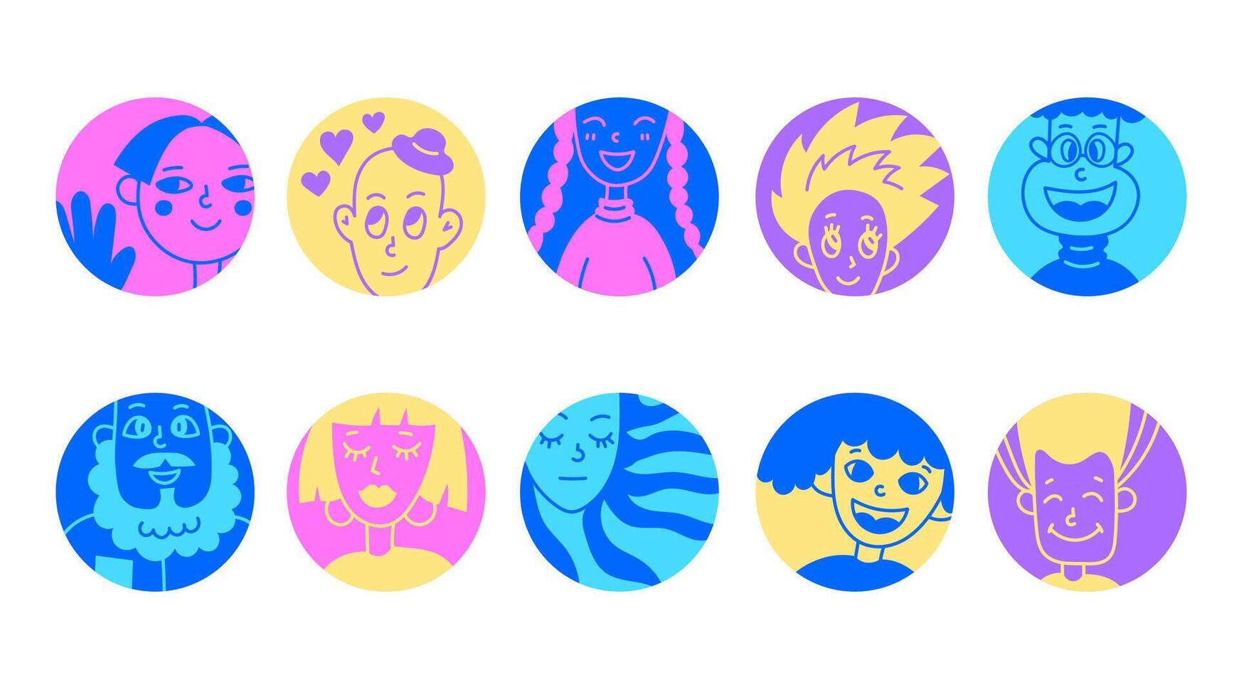 Round Human Avatars set vector