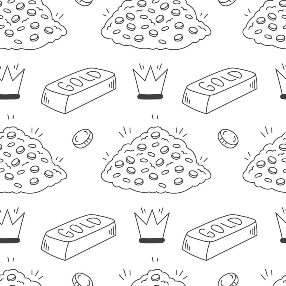Wealth Gold Seamless Pattern Doodle vector