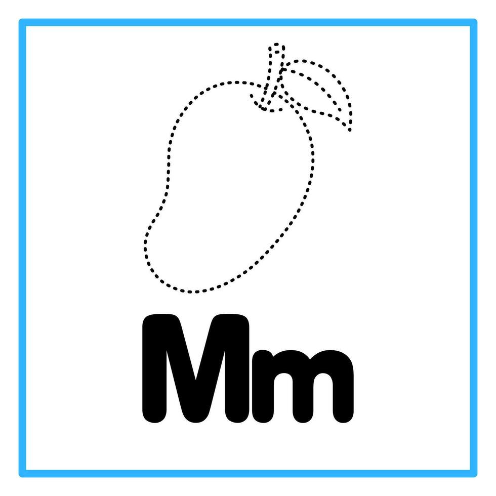tracing mango alphabet m illustration vector