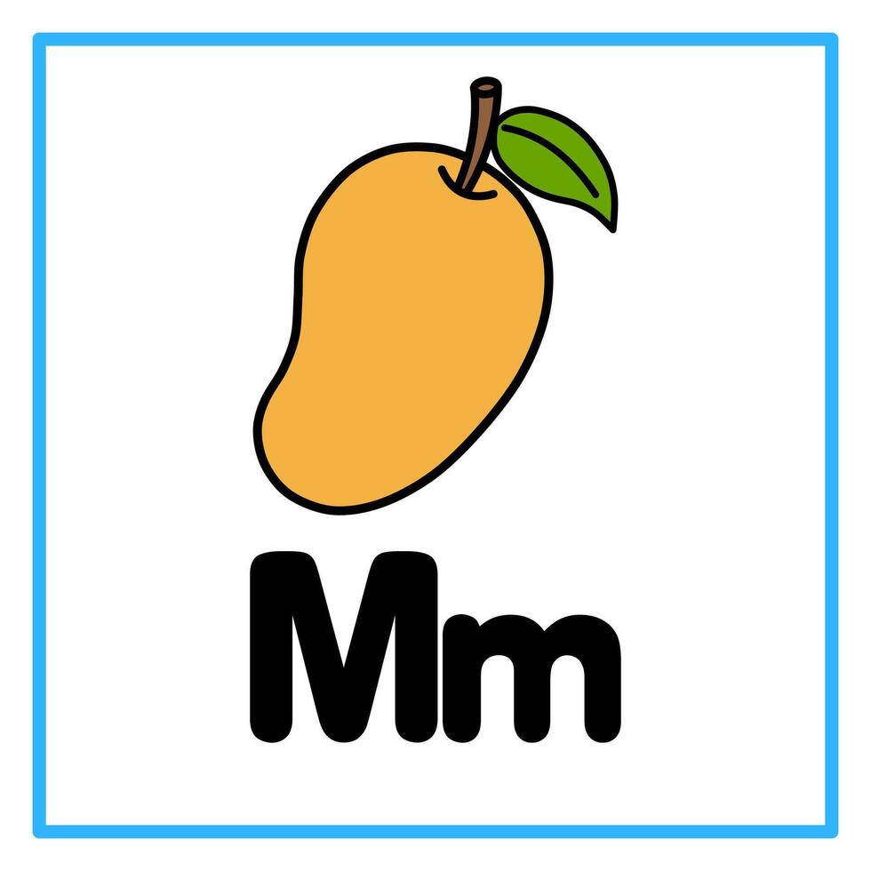 flat mango alphabet m illustration vector