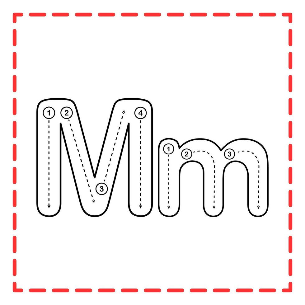 tracing alphabet m set illustration vector