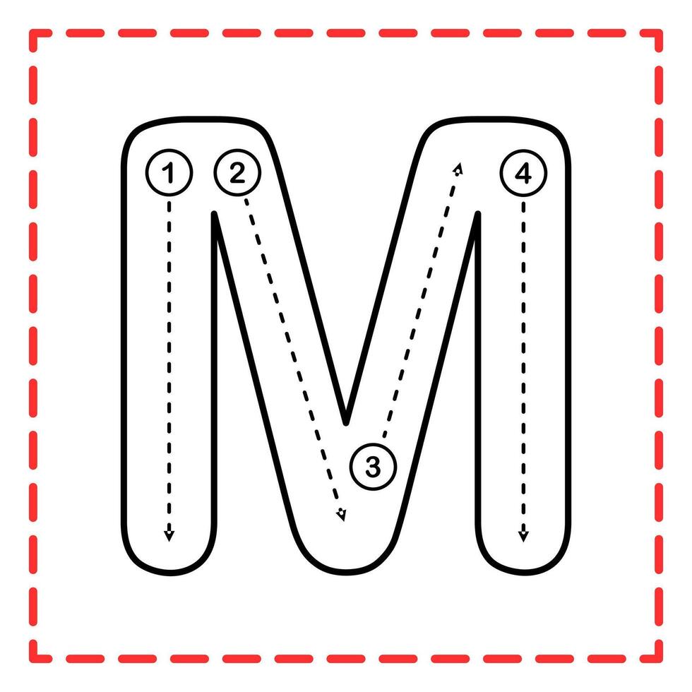 tracing alphabet m illustration vector