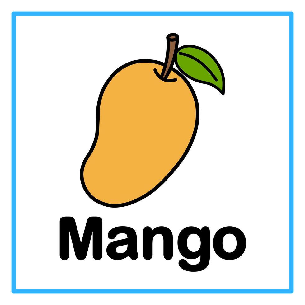 flat mango alphabet illustration vector