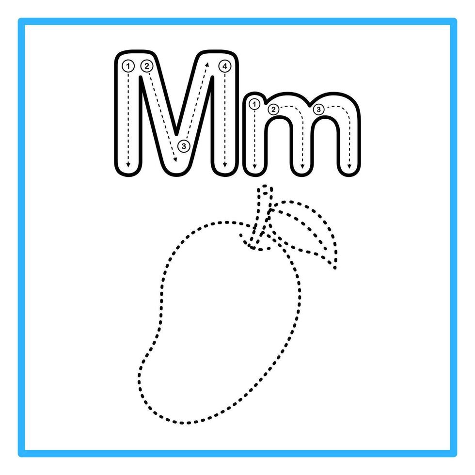 tracing alphabet trace mango illustration vector