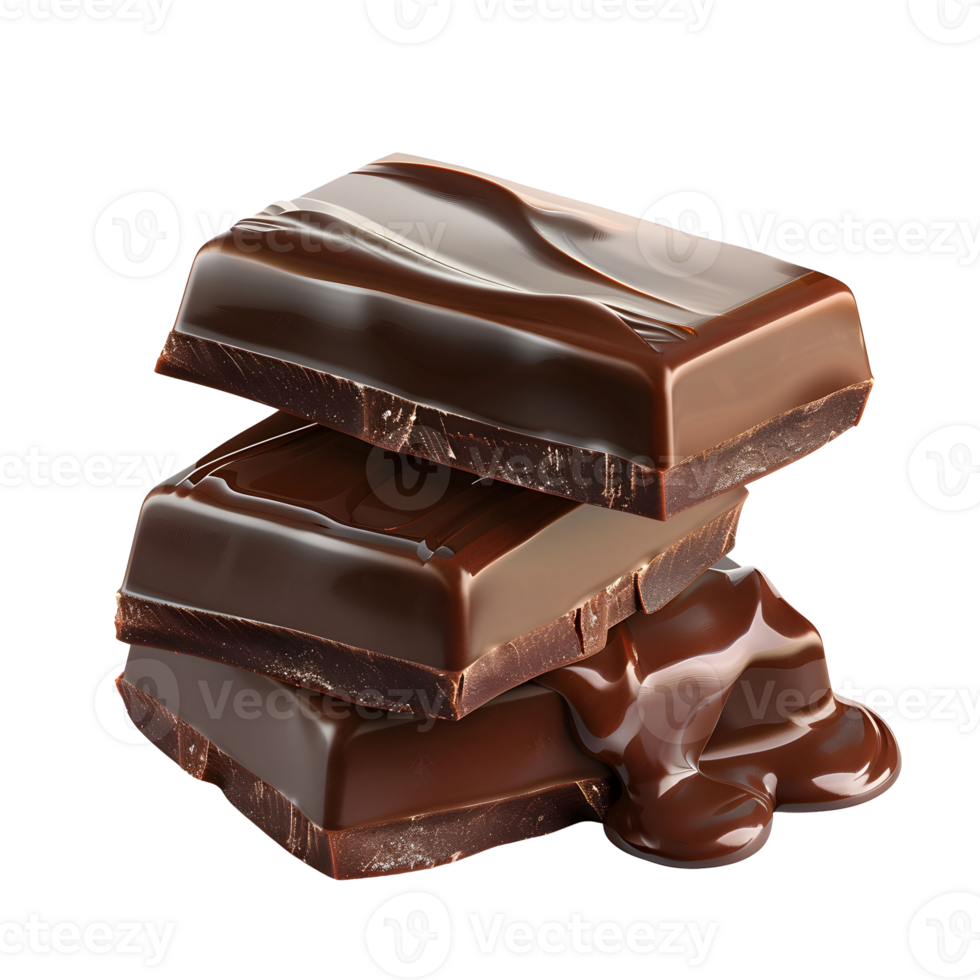 Realistic photo of three pieces of chocolate png