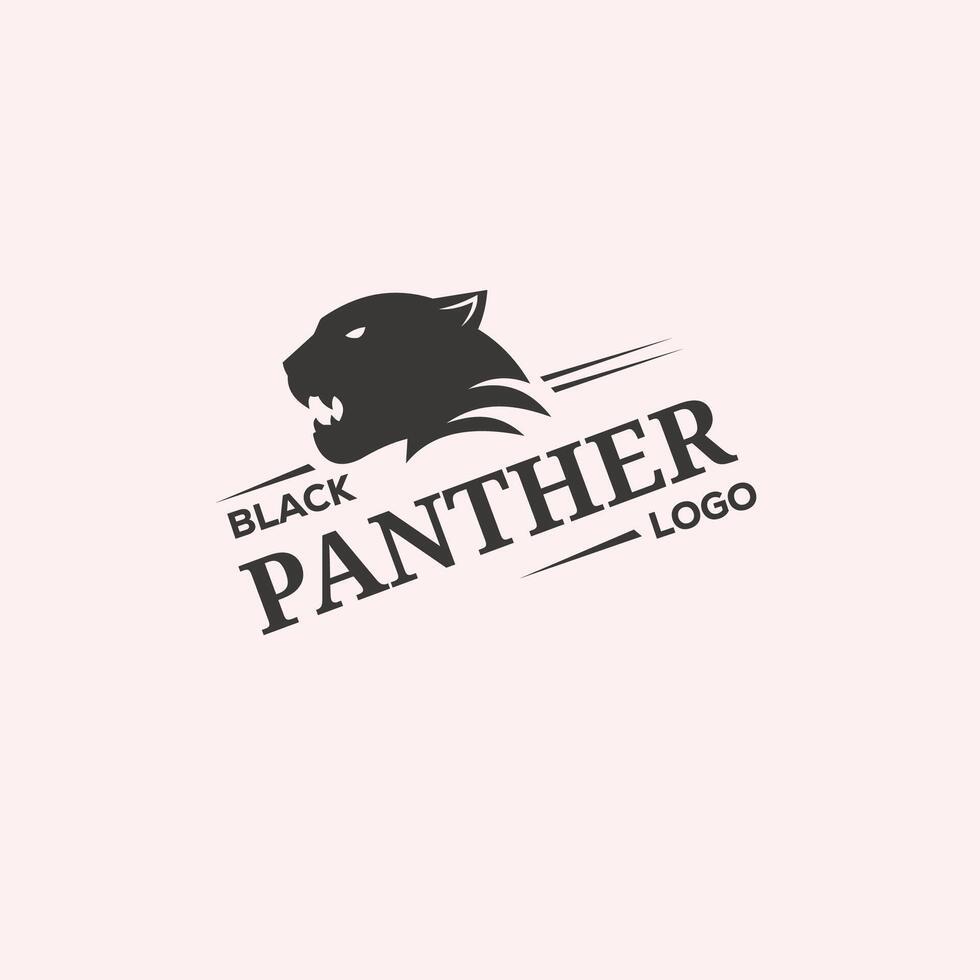 Black Panther logo template. Wild cat illustration isolated on a dark background. vector