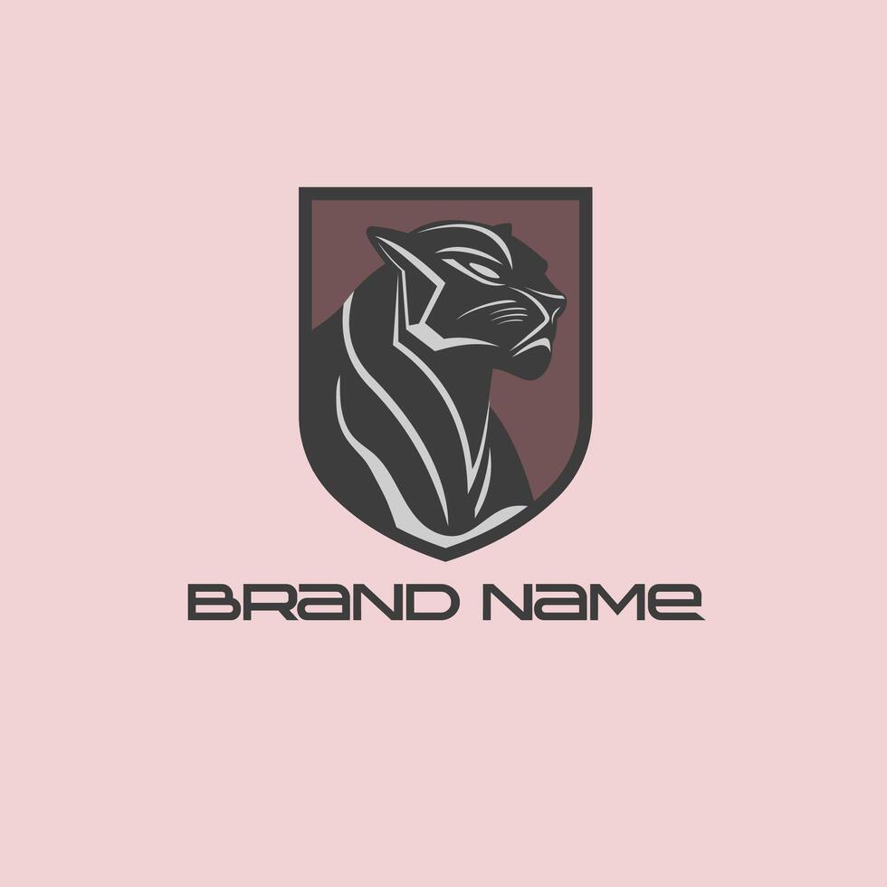 Black Panther logo template. Wild cat illustration isolated on a dark background. vector