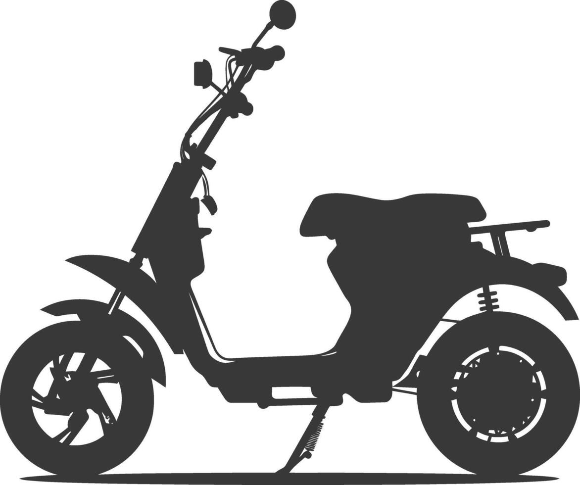 Silhouette electric scooter full black color only vector