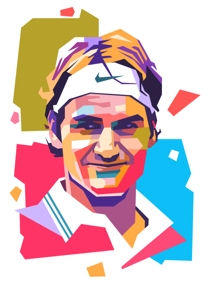 Roger Federer wpap art style, pop art style png