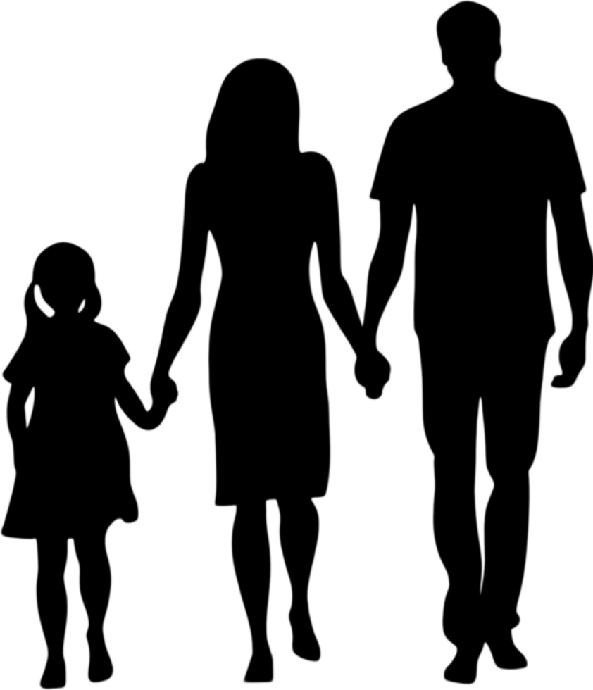 Family silhouette expressing unity and loving connection. AI-Generated. png