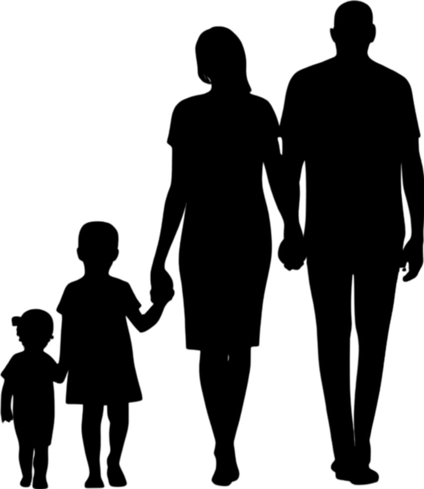 Family silhouette expressing unity and loving connection. AI-Generated. png