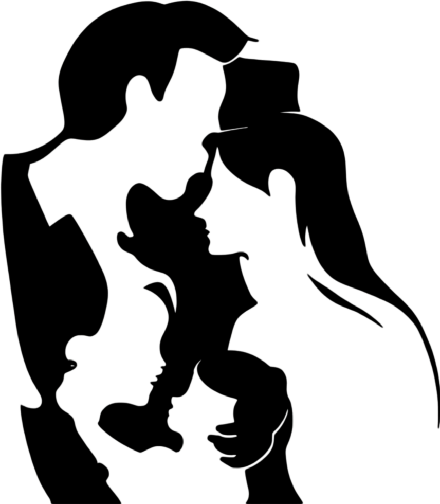 Family silhouette expressing unity and loving connection. AI-Generated. png