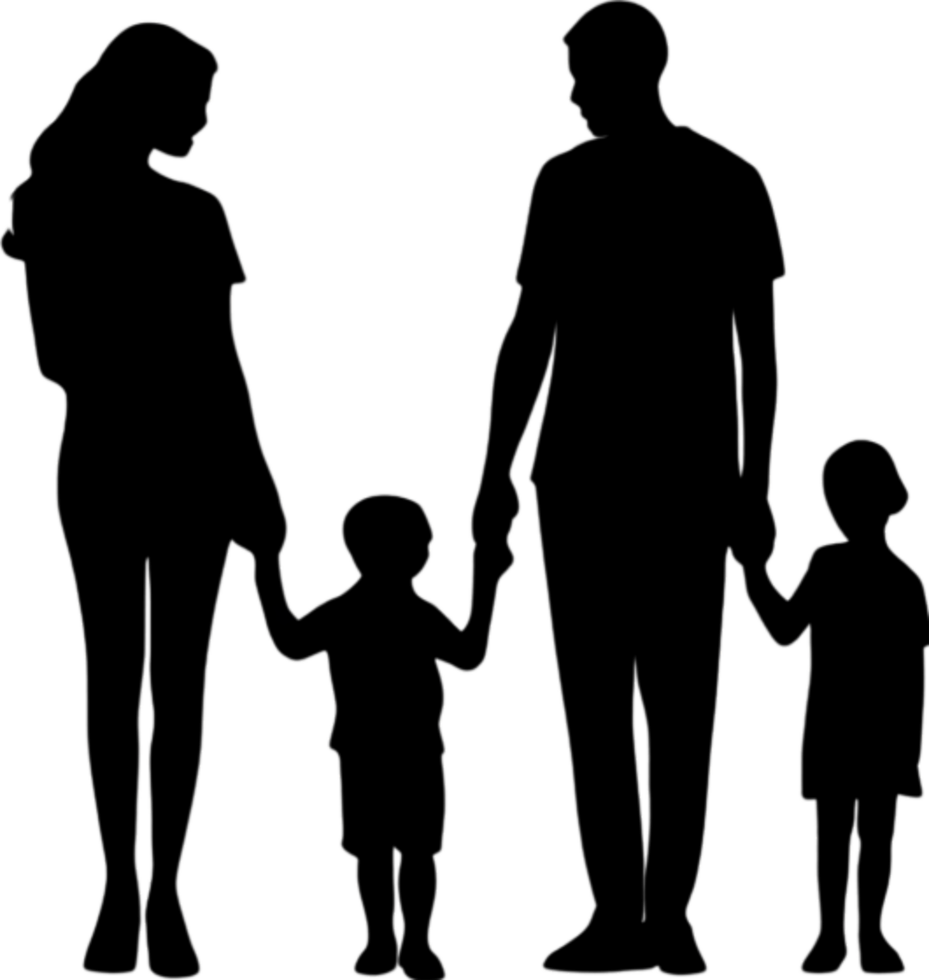 Family silhouette expressing unity and loving connection. AI-Generated. png