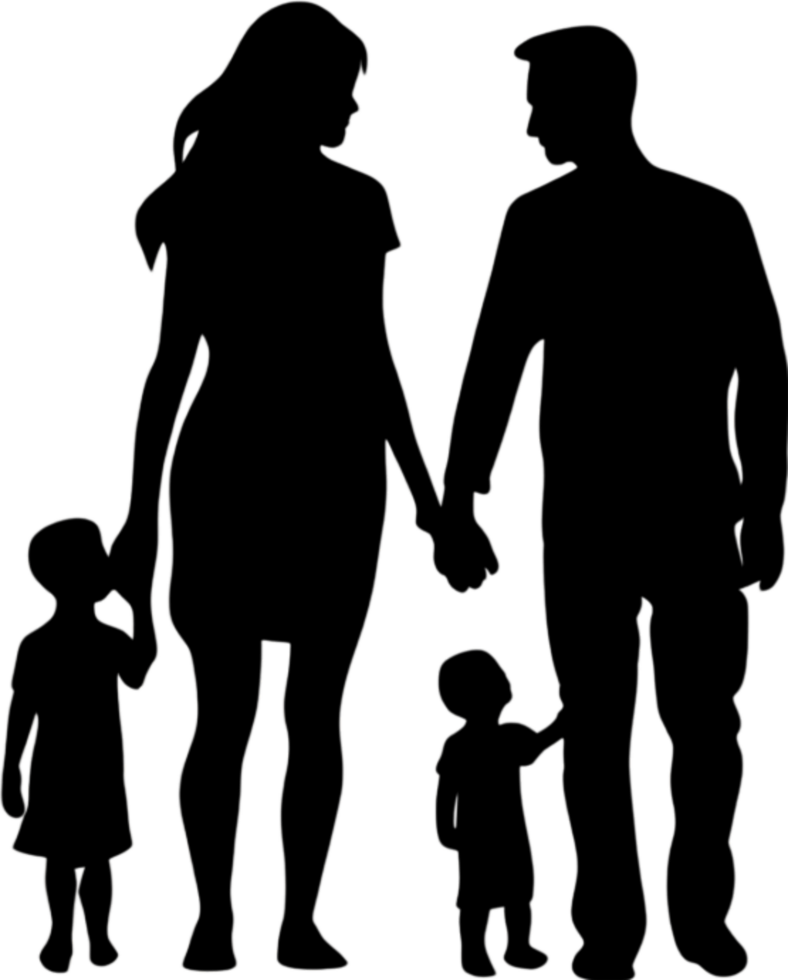 Family silhouette expressing unity and loving connection. AI-Generated. png