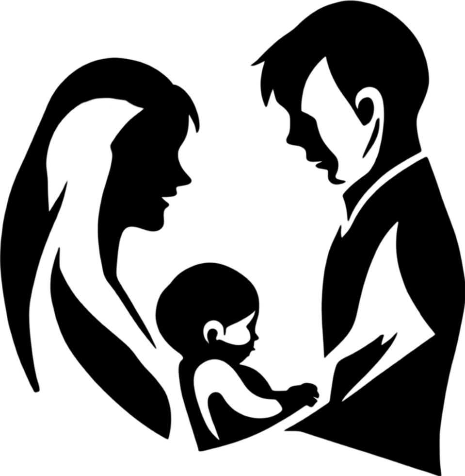 Family silhouette expressing unity and loving connection. AI-Generated. png