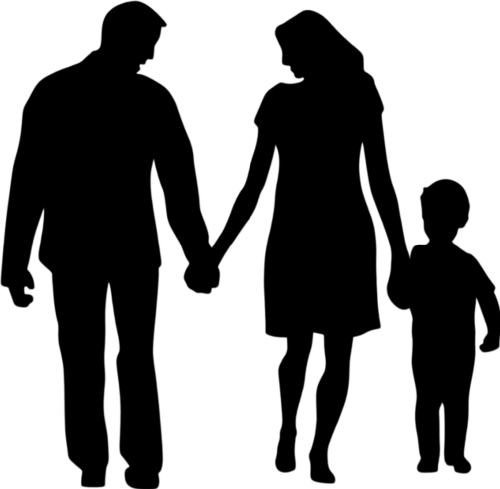 Family silhouette expressing unity and loving connection. AI-Generated. png