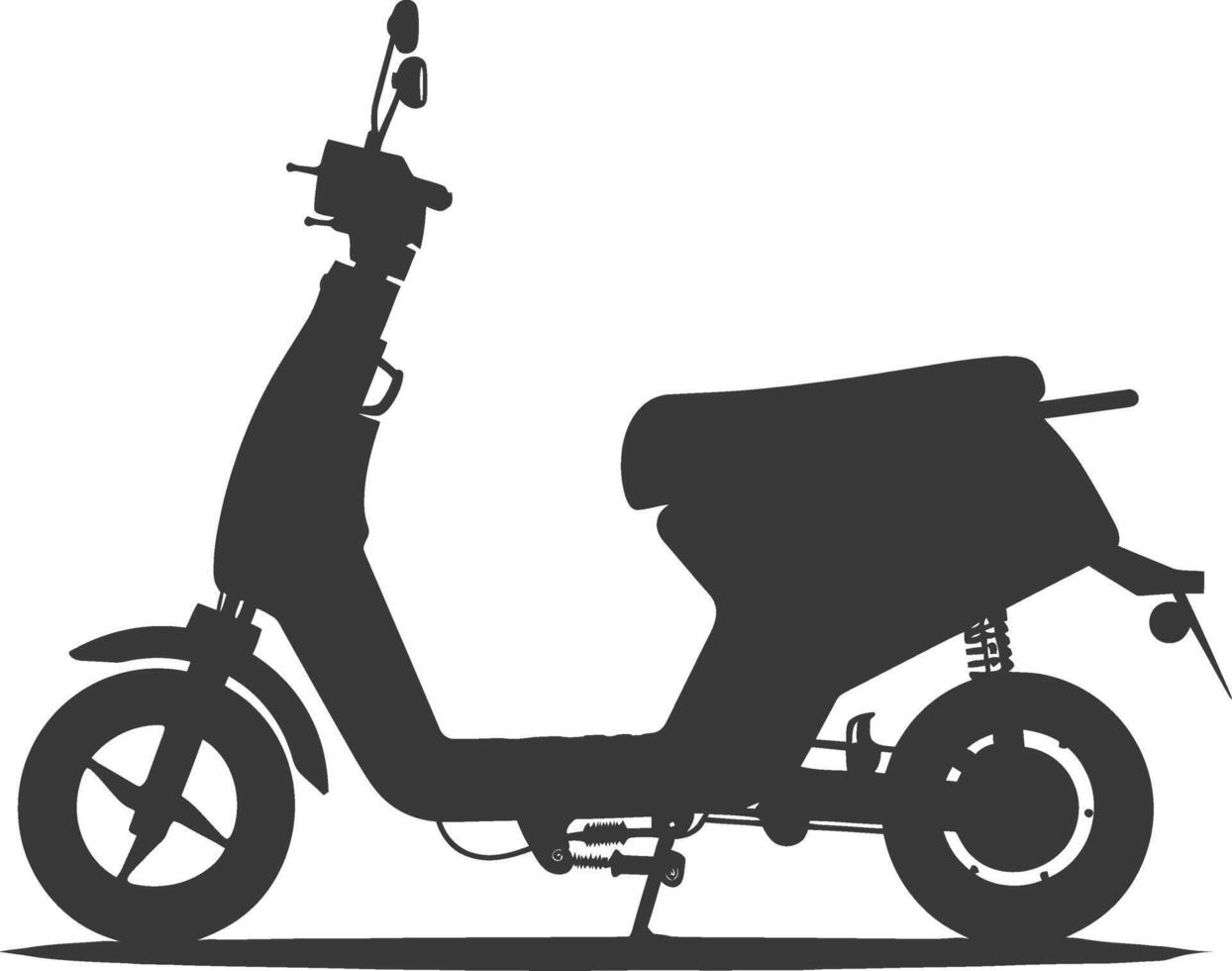 Silhouette electric scooter full black color only vector