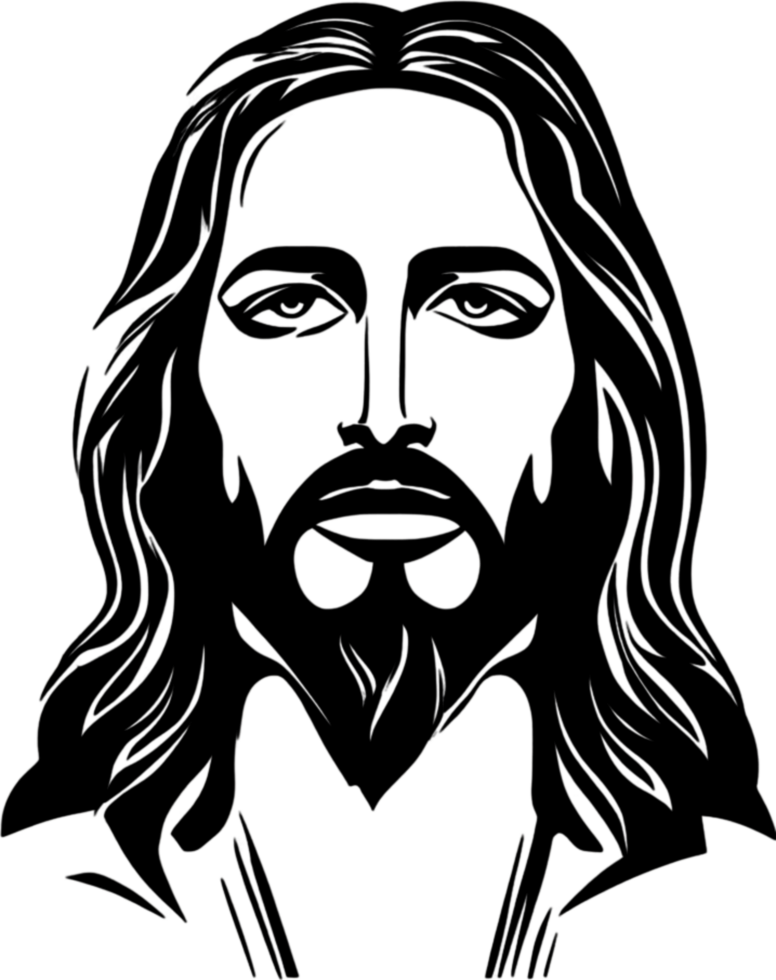 Jesus Christ depicted in modern stencil art style. AI-Generated. png