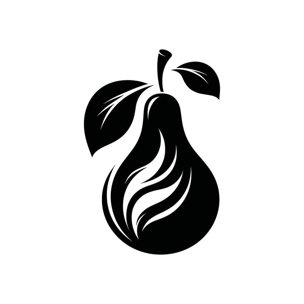 Minimalist Pear Illustration - Black and White Clipart for Design Projects vector