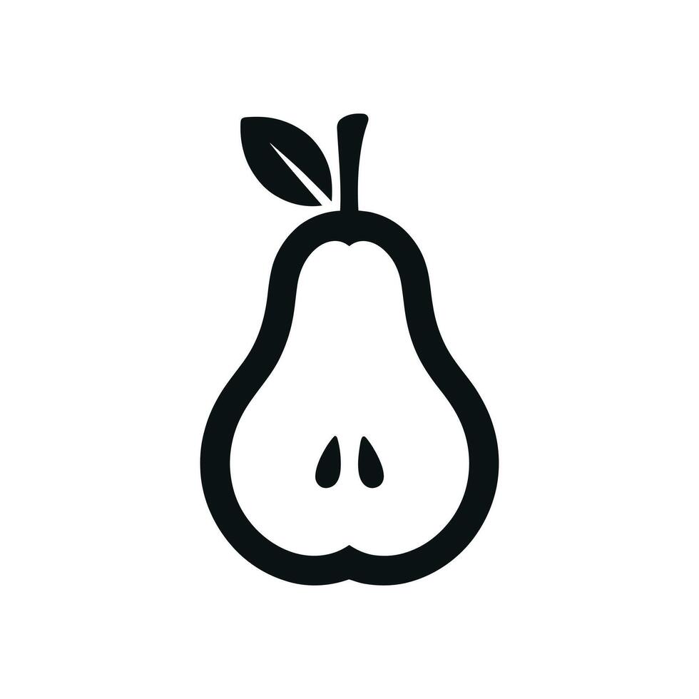 Elegant Pear Silhouette with Leaf - High-Quality Graphic for Download vector
